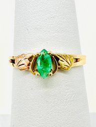 14KT Yellow Gold  Natural Emerald Ring Size 5.75 - J11796