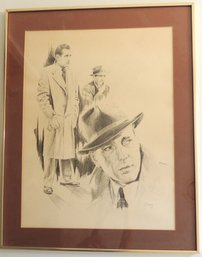 Glen Banse Humphrey Bogart Lithograph Pencil Drawing Dated 1975