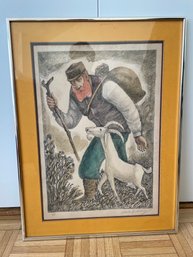 Chaim Goldberg Signed Extremely Rare A.P. Artist Proof Of The Wanderer Lithograph