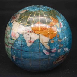 Vintage Gemstone Inlay Earth Globe Paper Weight
