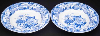Mason's Ironstone China Pair Of Blue And White Porcelain Plates