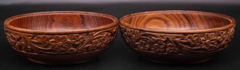 A Pair Of Vintage Carved Wood Bowls