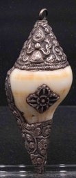 Old Tibetan Hand Carved Conch Shell Pendant