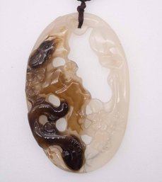Chinese Hand Carved Jade Pendant Of Snake