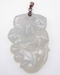 Chinese Carved Jade Flower Pendant