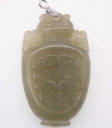 Chinese Carved Jade Vase Pendant