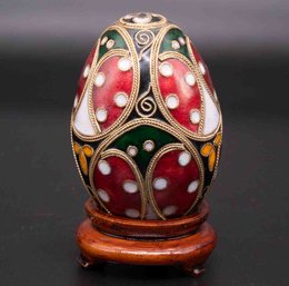Vintage Cloisonne Enamel Red Egg