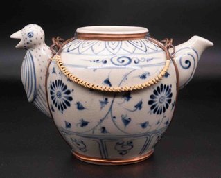 Old Chinese Blue And White Porcelain Tea Pot Without Cap