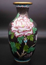 Old Chinese Black Cloisonne Flower Bronze Vase