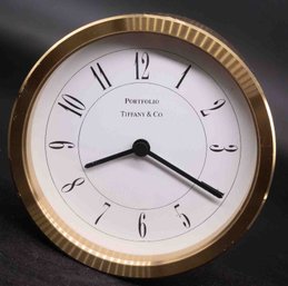 Vintage Tiffany & Co Portfolio Gold Tone Quartz Clock