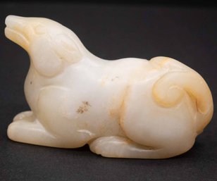 Old Chinese Hetian Jade Carved Dog Sculpture
