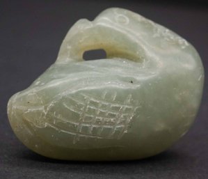 Old Chinese Green Jade Carved Bird Pendant
