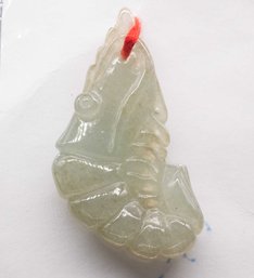 Old Chinese Carved Green Jade Shrimp Pendant