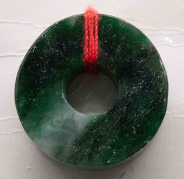 Old Chinese Green Jade Round Pendant