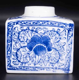 Old Chinese Export Canton Collection Blue And White Square Porcelain Vase #2