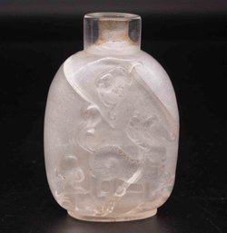 Old Chinese Carved Crystal Snuff Bottle