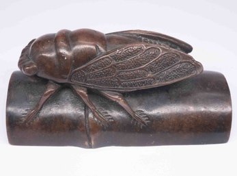 Chinese Circa QIng Dynasty Bronze Cicada Paper Weight