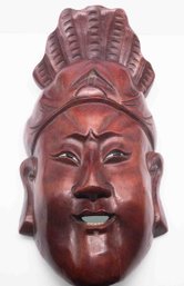 Old Asian Carved Wood Laughing Man Mask