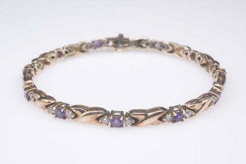 Sterling Silver And Amethyst Bracelet