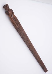 Asian Carved Wood Monkey Scepter