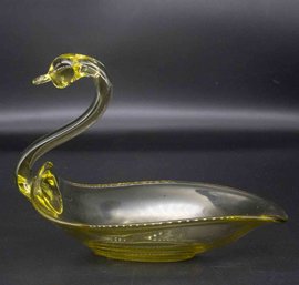 Colored Glass Swan Bowl