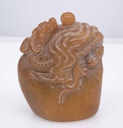 Antique Chinese Hand Carved Dragon Jade Seal