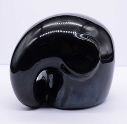 Vintage Modernist Porcelain Black Elephant BY Han Meilin