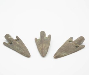 Lot Of 3 Antique Chinese Bronze Arrowhead