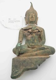 Antique C1500 South Asian Ayutthaya Period Bronze Seated Buddha