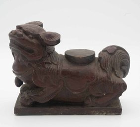 Antique Chinese Carved Wood Kirin Stand