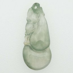 Chinese Carved Icy Green Jadeite Gourd Pendant