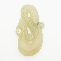 Chinese Hand Carved Natural White Jadeite Pendant