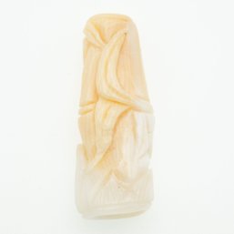 Chinese Hand Carved White Shell Bamboo Pendant