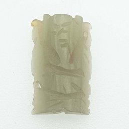 Old Carved Green Jadeite Deity Pendant