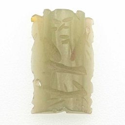 Old Carved Green Jadeite Deity Pendant