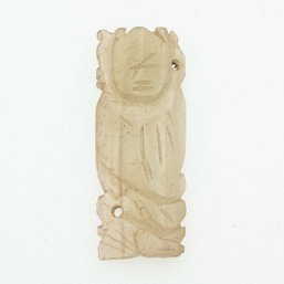 Old Carved Yellow Jadeite Deity Pendant