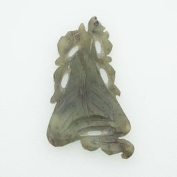 Old Carved Green Jadeite Leaf Pendant