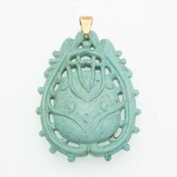 14K Gold Latch Turquoise Pendant