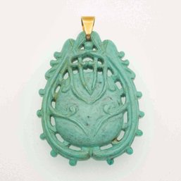 14K Gold Latch Turquoise Pendant