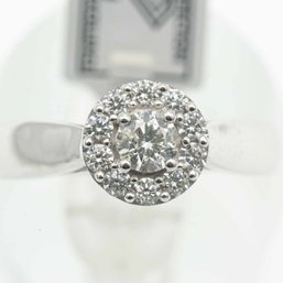 14K White Gold Diamond Engagement Ring With Certificate