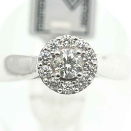 14K White Gold Natural Diamond Engagement Ring With Certificate