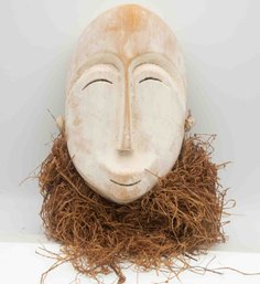 Old African Wood And Straw Mask