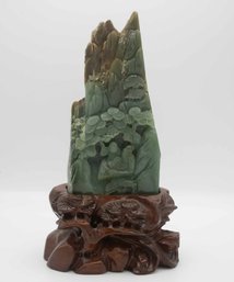 Old Chinese Hand Carved Jade Landscape Sculpture