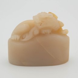 Chinese Carved Beast Yellow Jade Stamp