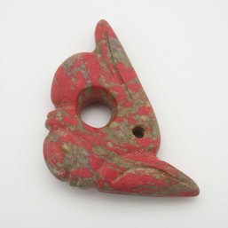 Antique Chinese Carved Red Turquoise Bird Pendant