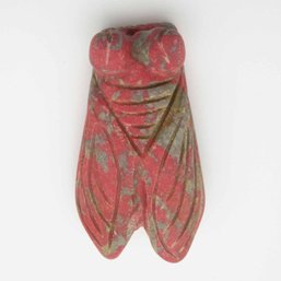 Antique Chinese Hongshan Culture Carved Red Turquoise Cicada Pendant