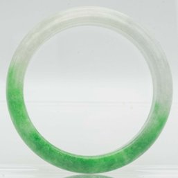 Chinese Green And White Jade Bangle