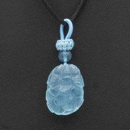 Carved Aquamarine Flower Pendant