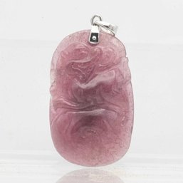 14K White Gold Latch Pink Tourmaline Pendant