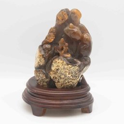 Old Chinese Agate Carnelian Landscape Sculpture